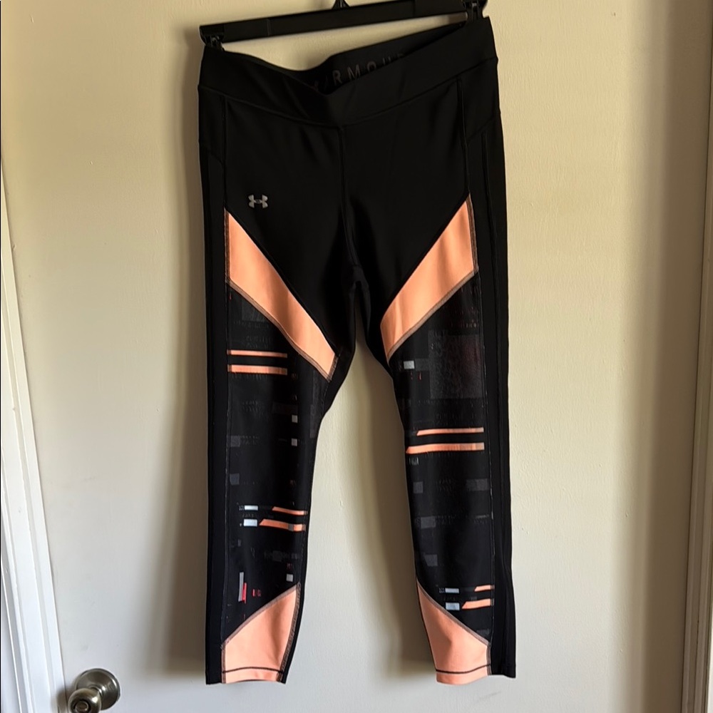 Under Armour Black and Peach Compression Leggings